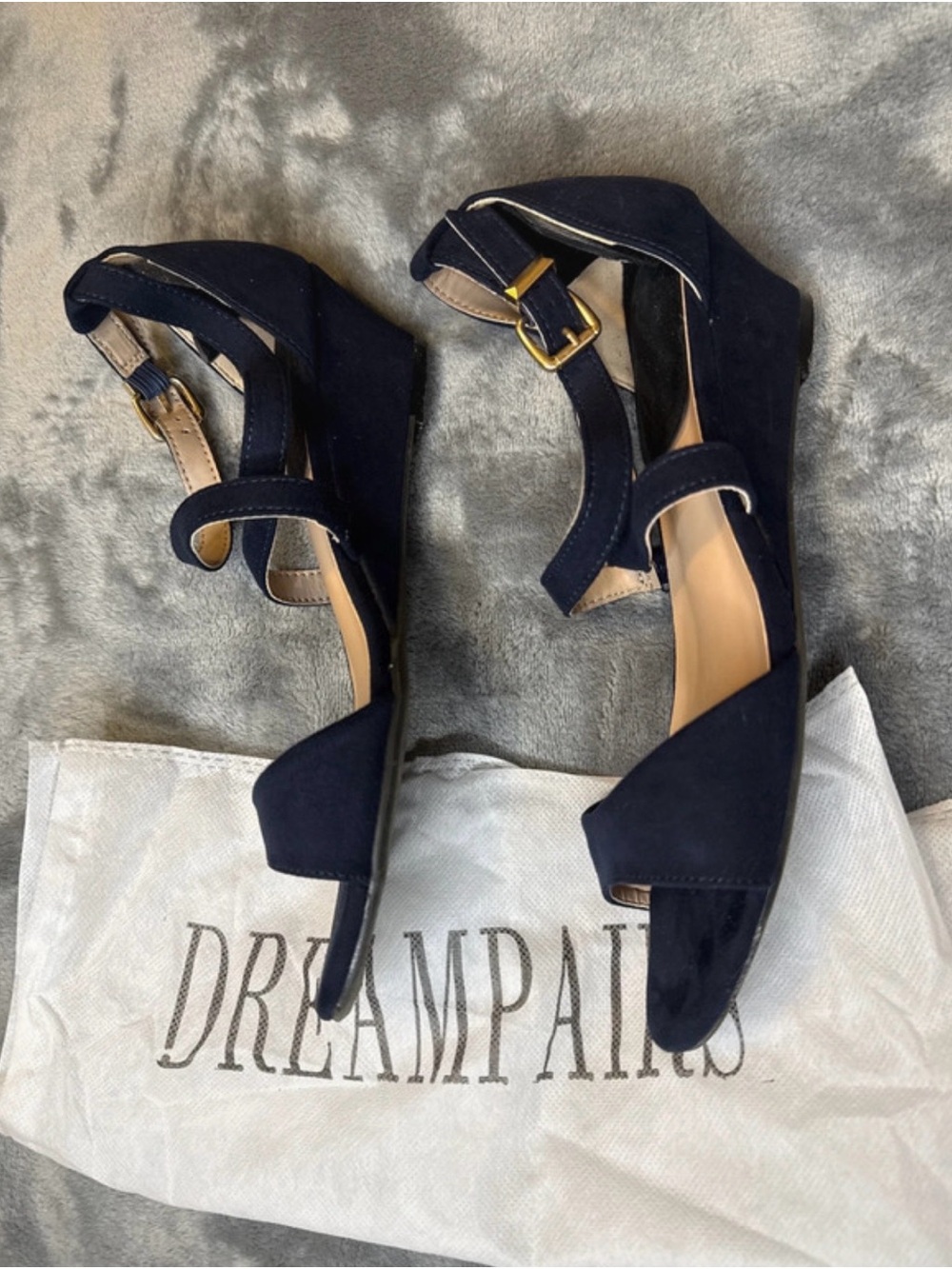 Dream Pairs Cross-strap Wedge Sandals Navy 9M - Picture 4 of 8